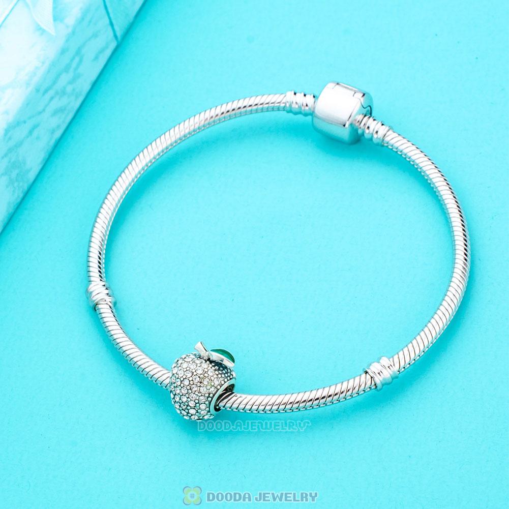 Sparkling Apple Charm with Clear Crystal