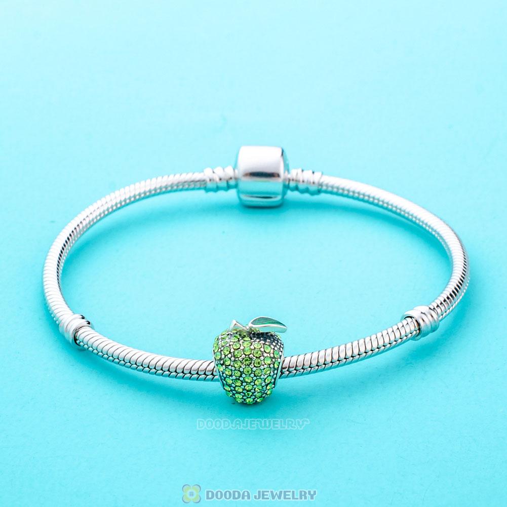 Sparkling Apple Charm with Green Crystal