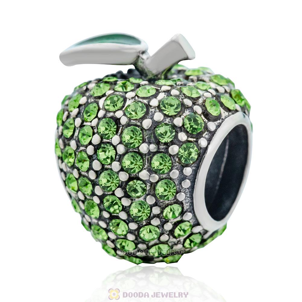 Sparkling Apple Charm with Green Crystal