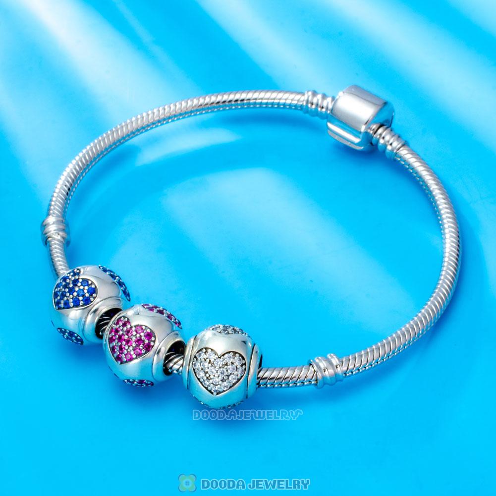 True Love Charm 925 Sterling Silver Clear CZ Bead