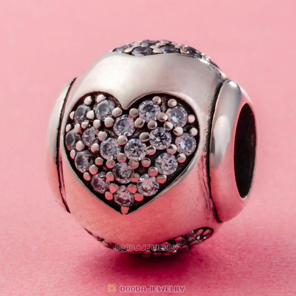 True Love Charm 925 Sterling Silver Clear CZ Bead