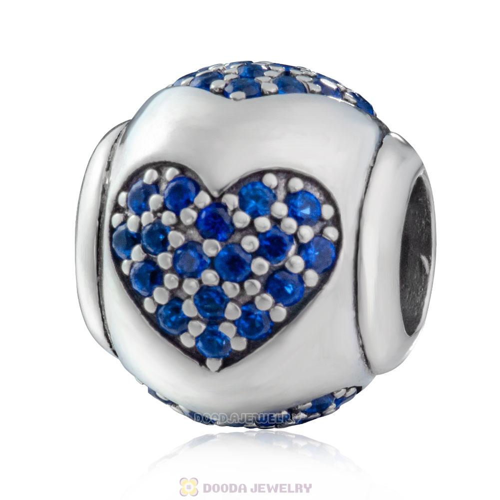True Love Charm 925 Sterling Silver Blue CZ Bead