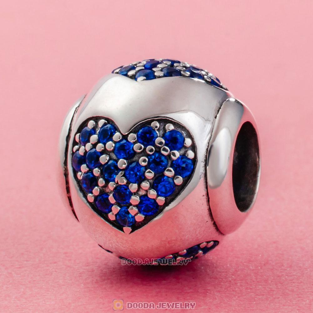 True Love Charm 925 Sterling Silver Blue CZ Bead