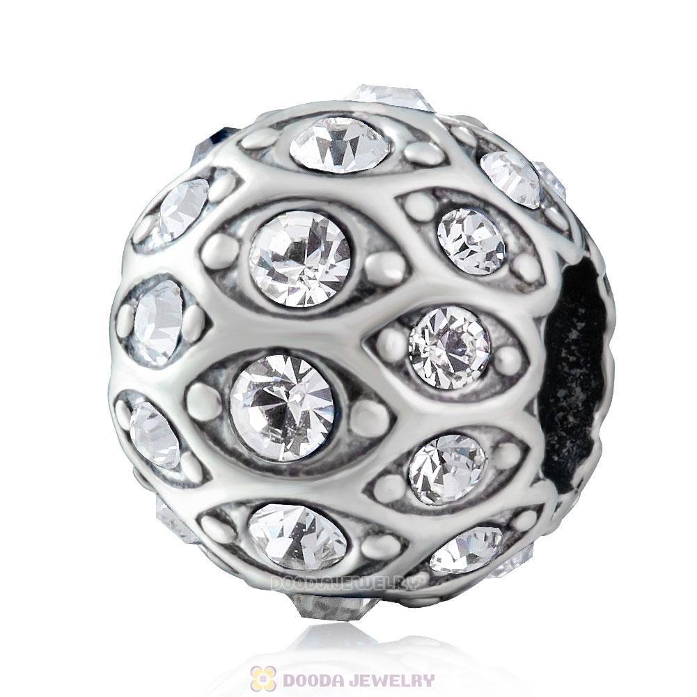 Pave Evil Eye Charm Bead with Clear Austrian Crystal