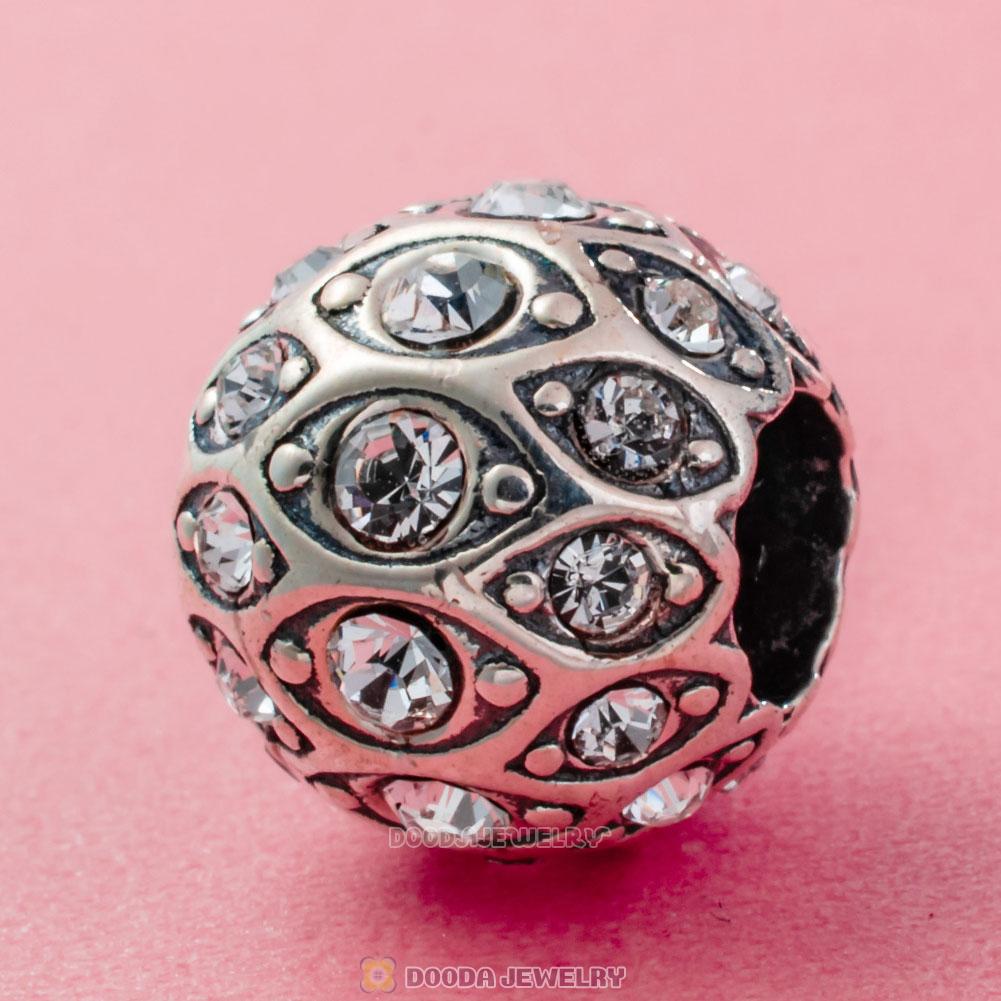 Pave Evil Eye Charm Bead with Clear Austrian Crystal