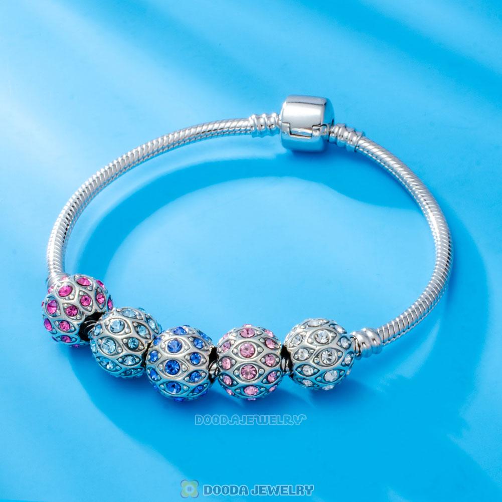 Pave Evil Eye Charm Bead with Clear Austrian Crystal