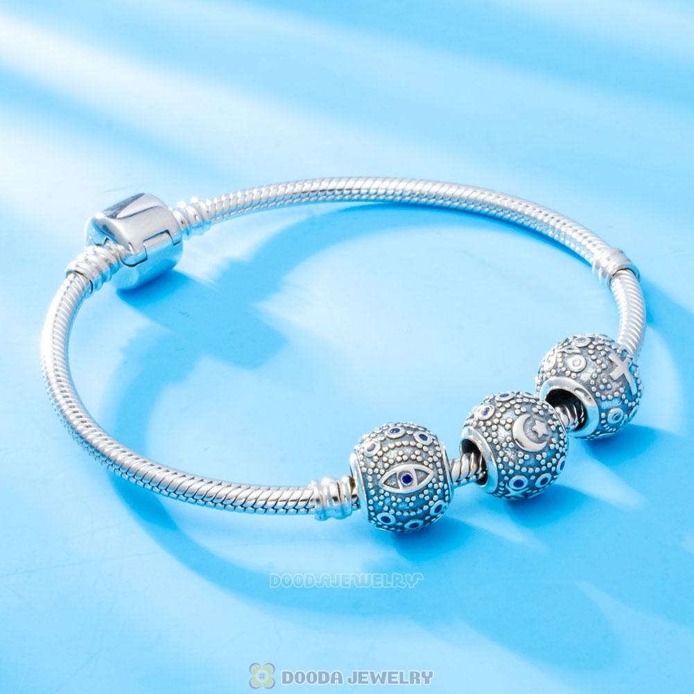 Evil Eye Charm Bead with Sapphire Zircon