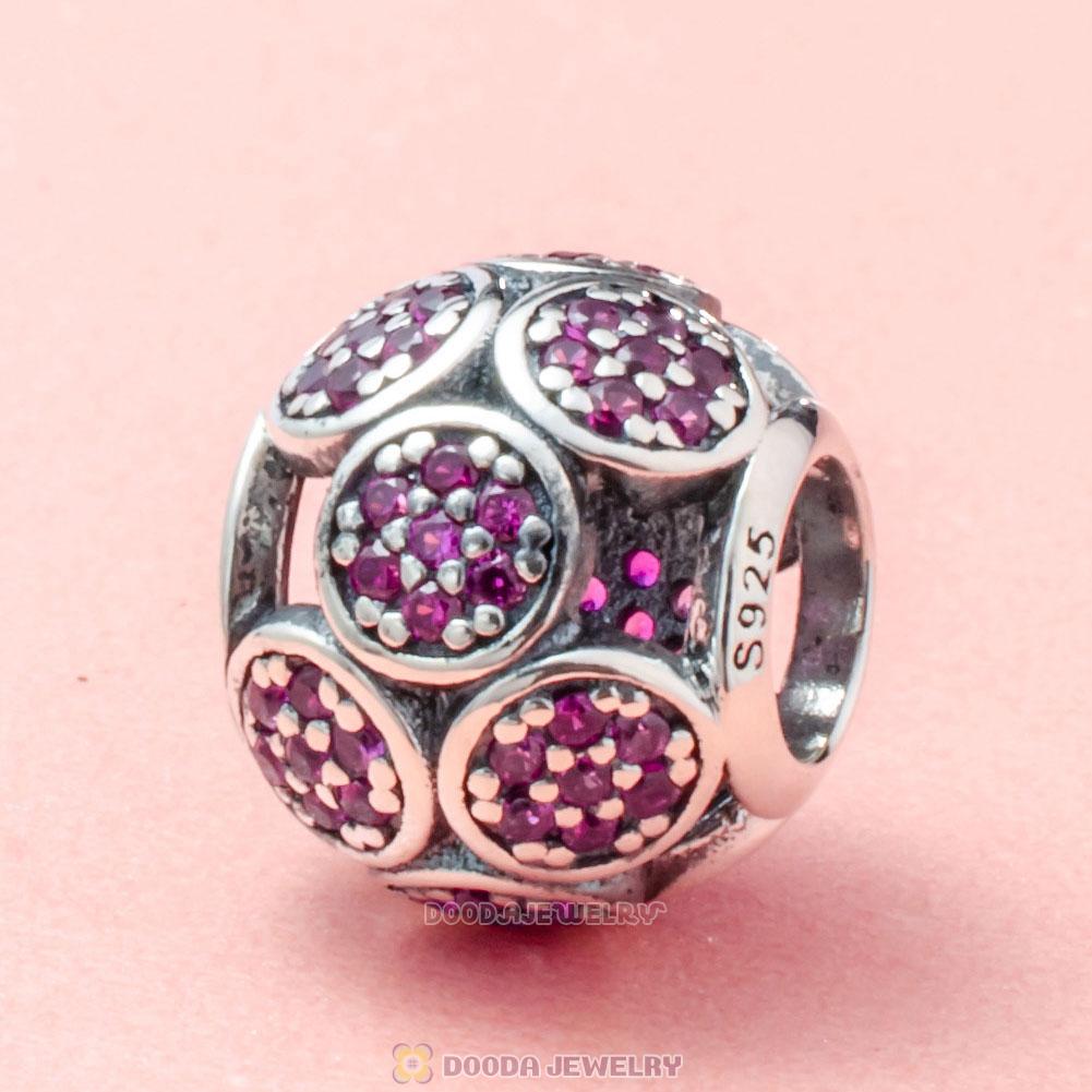 Circle Charm Bead with Fuchsia Zircon