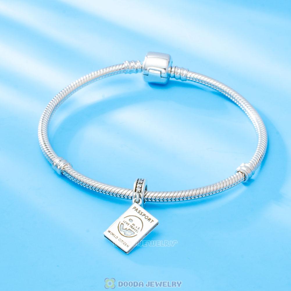 Travel World Passport Dangle Charm with Stones