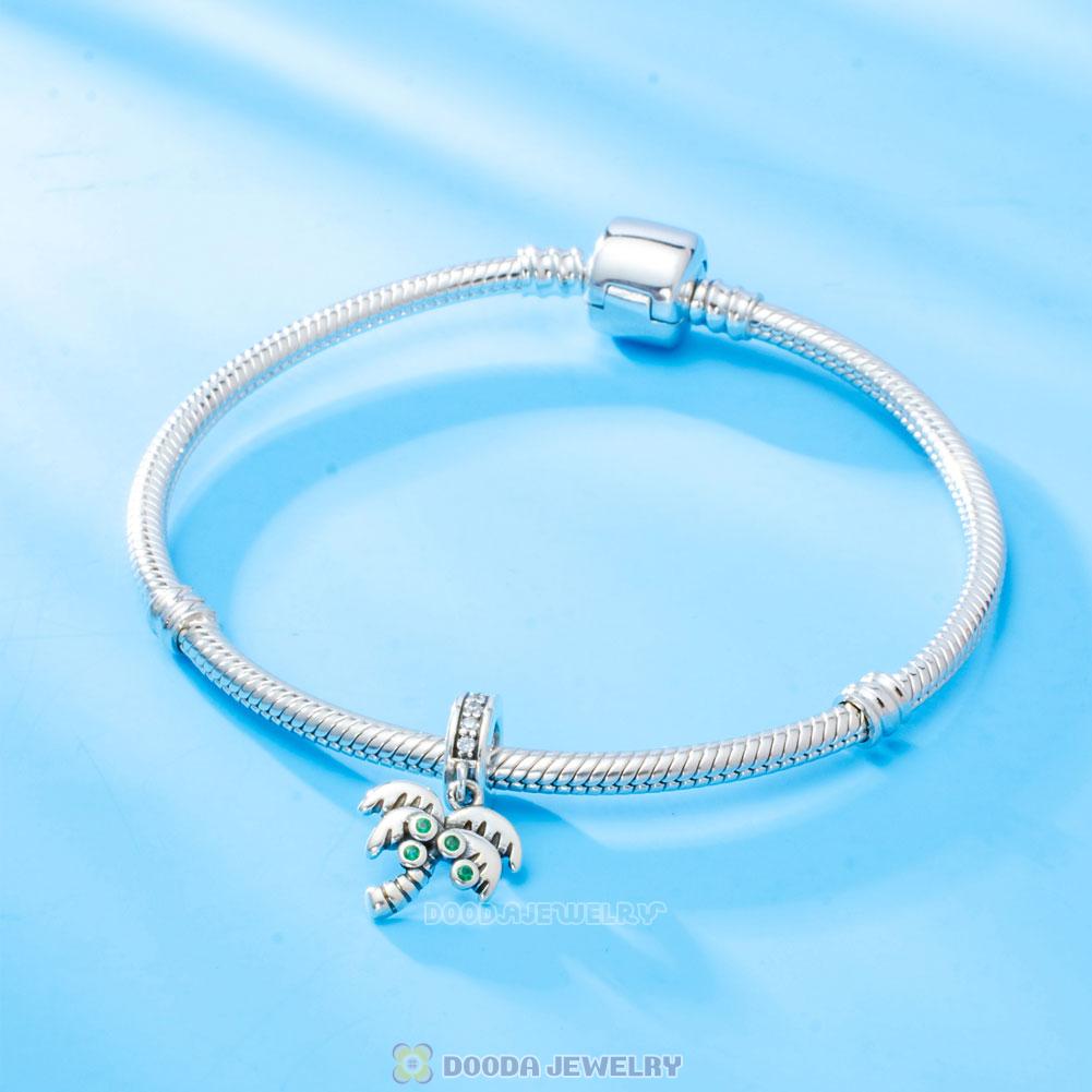 Palm Tree Charms with Green Zircon Stone