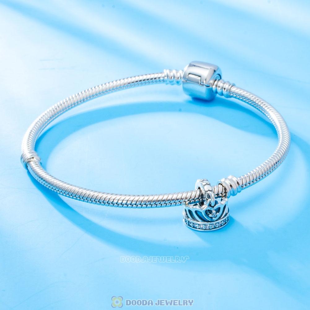 Princess Crown Dangle Charm with White Zircon