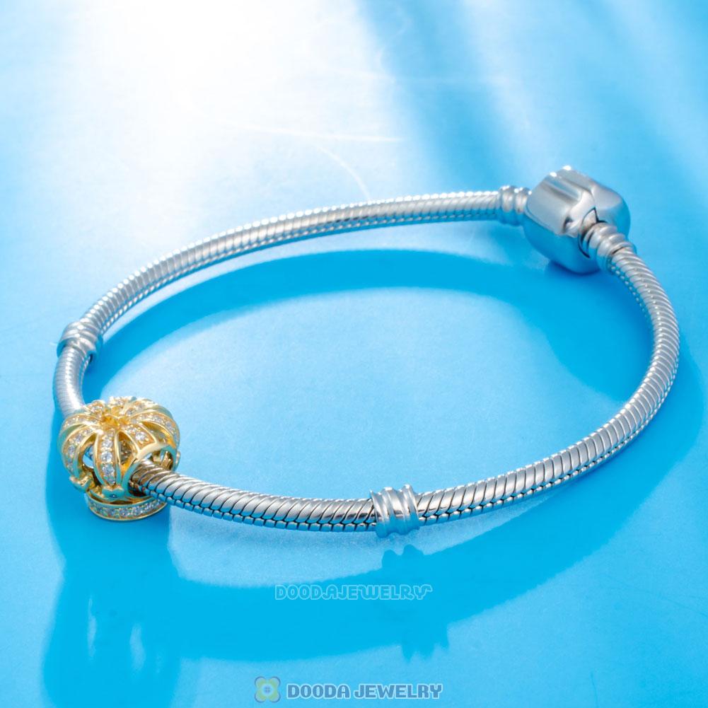 Gold Plated Sterling Silver Royal Crown Charm with White Zircon