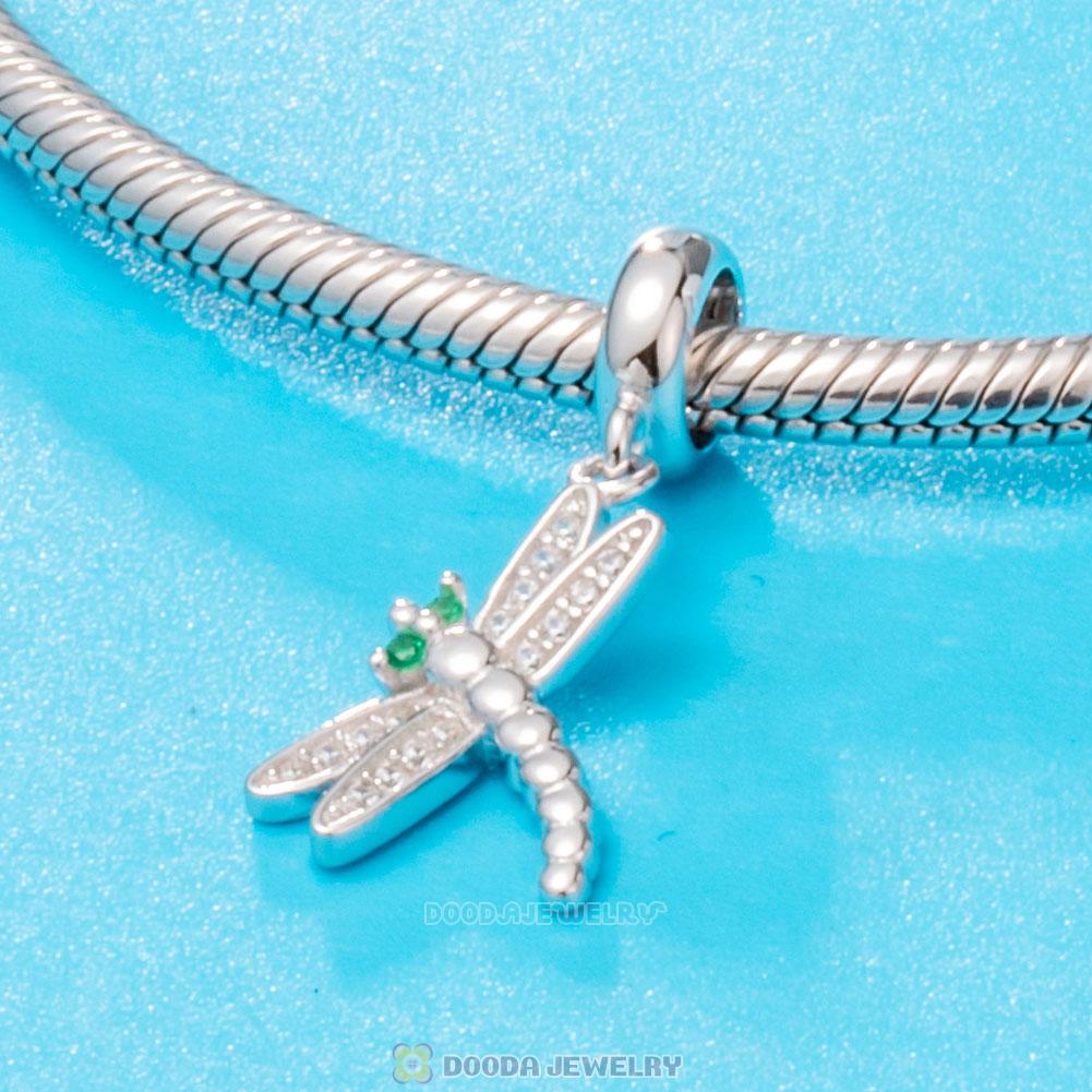 Dragonfly Dangle Charm with White Zirconia