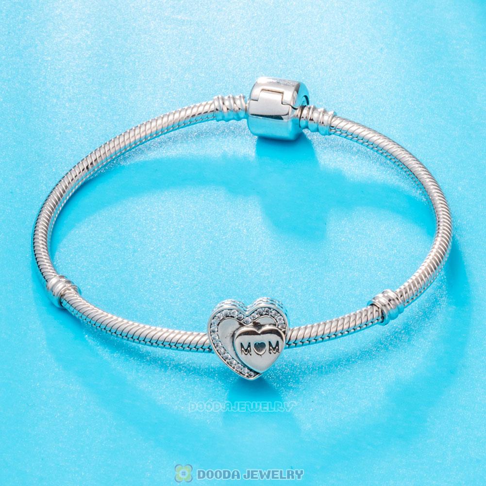 Tribute to Mom Charm Beads with White Zircon