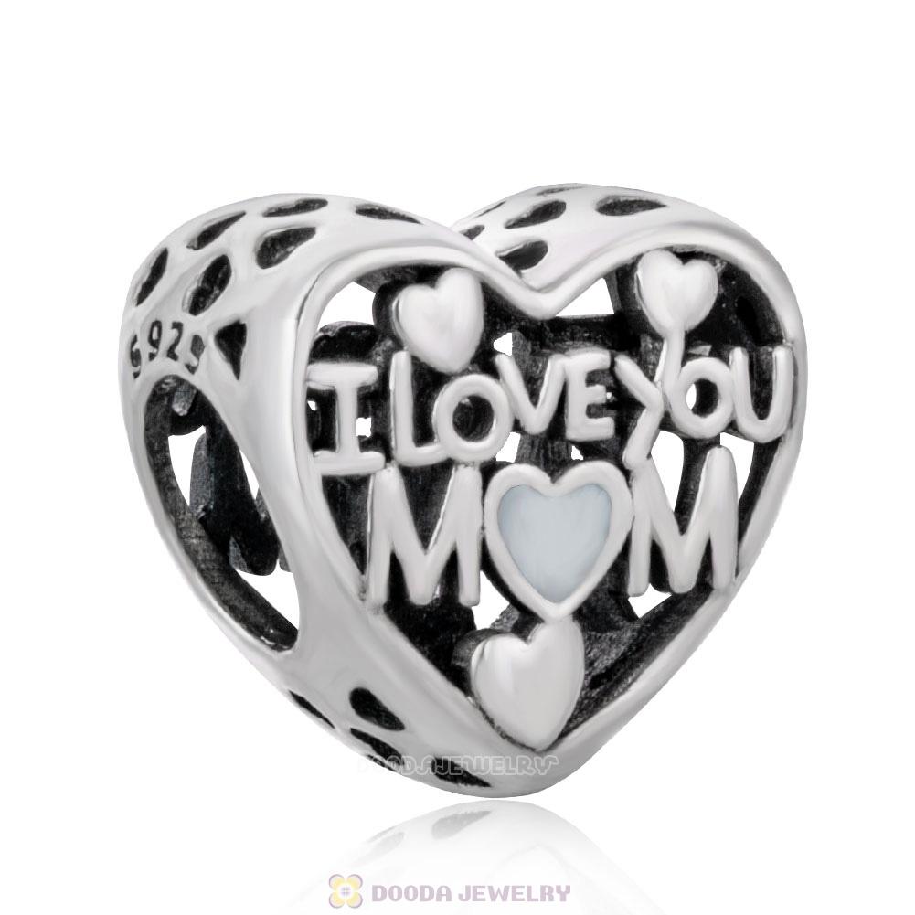 I Love You Mom Motherly Heart Charm with Enamel
