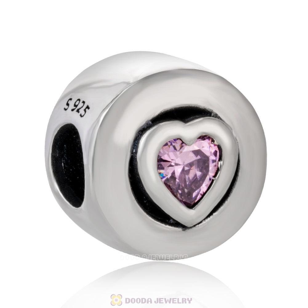 Forever Love Charm Bead with Pink Zircon Heart