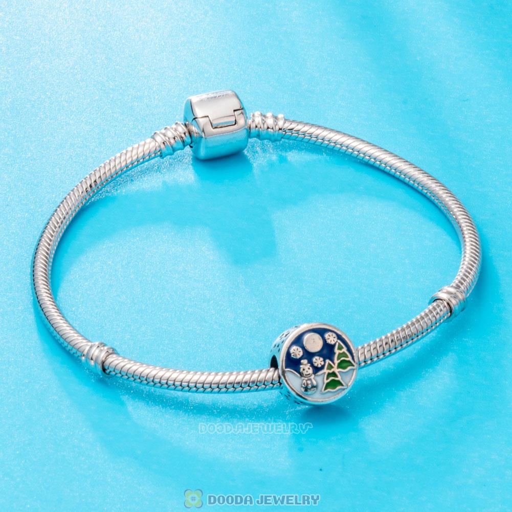 Christmas Snowman Tree Enamel Charm Beads