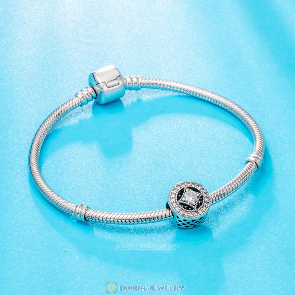 Geometry with Clear CZ Button Charm