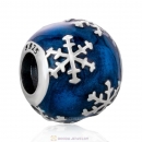 925 Sterling Silver Snowflake with Blue Enamel Charm