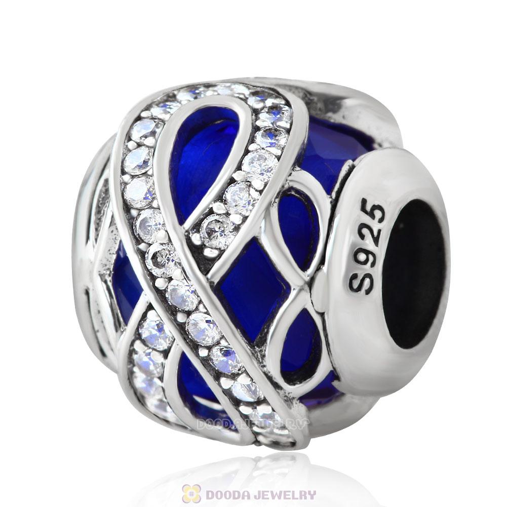 Sparkling Infinite Love Round Charm Sapphire Rhinestones