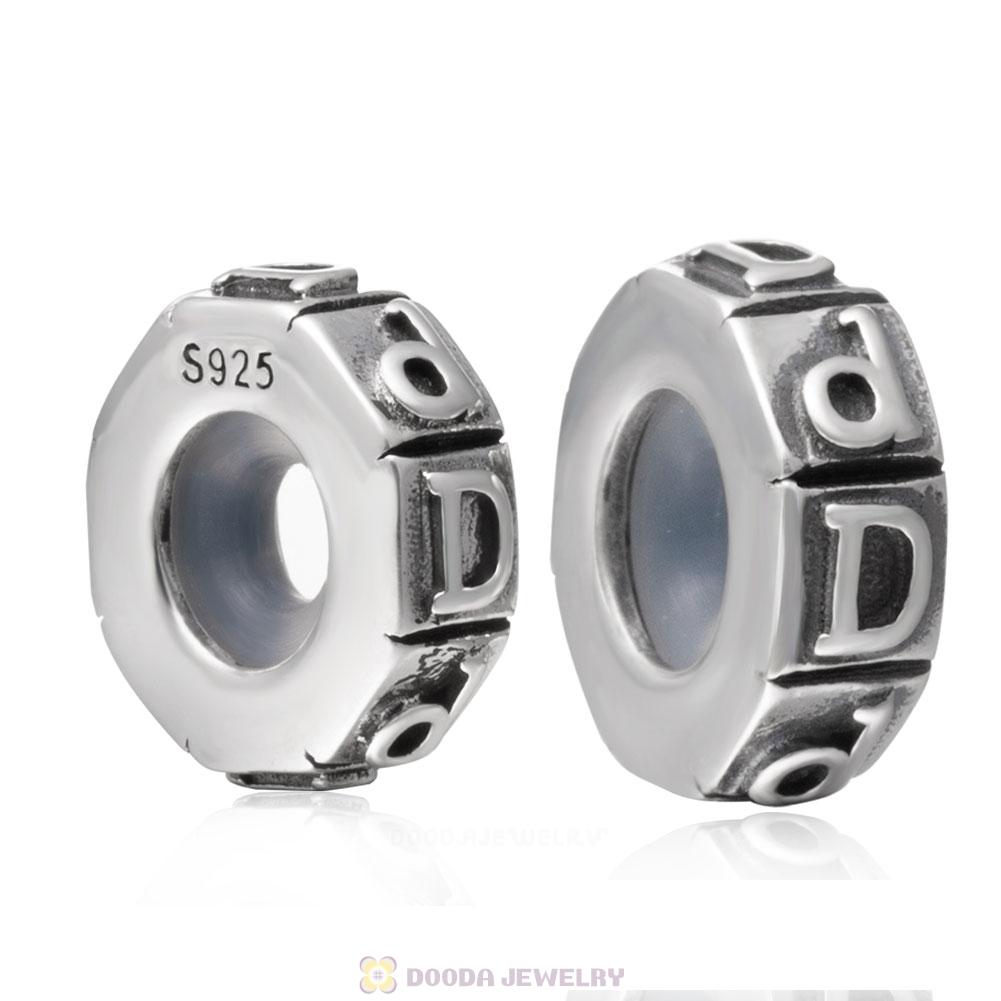 Alphabet Letter D 925 Sterling Silver Rubber Stopper Beads 