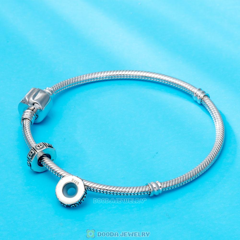 Alphabet Letter E 925 Sterling Silver Rubber Stopper Beads 