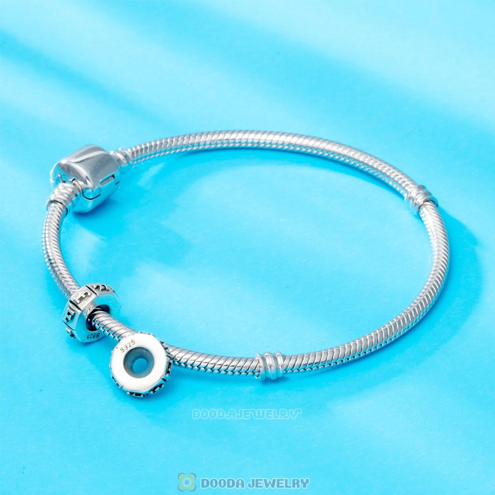 Alphabet Letter F 925 Sterling Silver Rubber Stopper Beads 