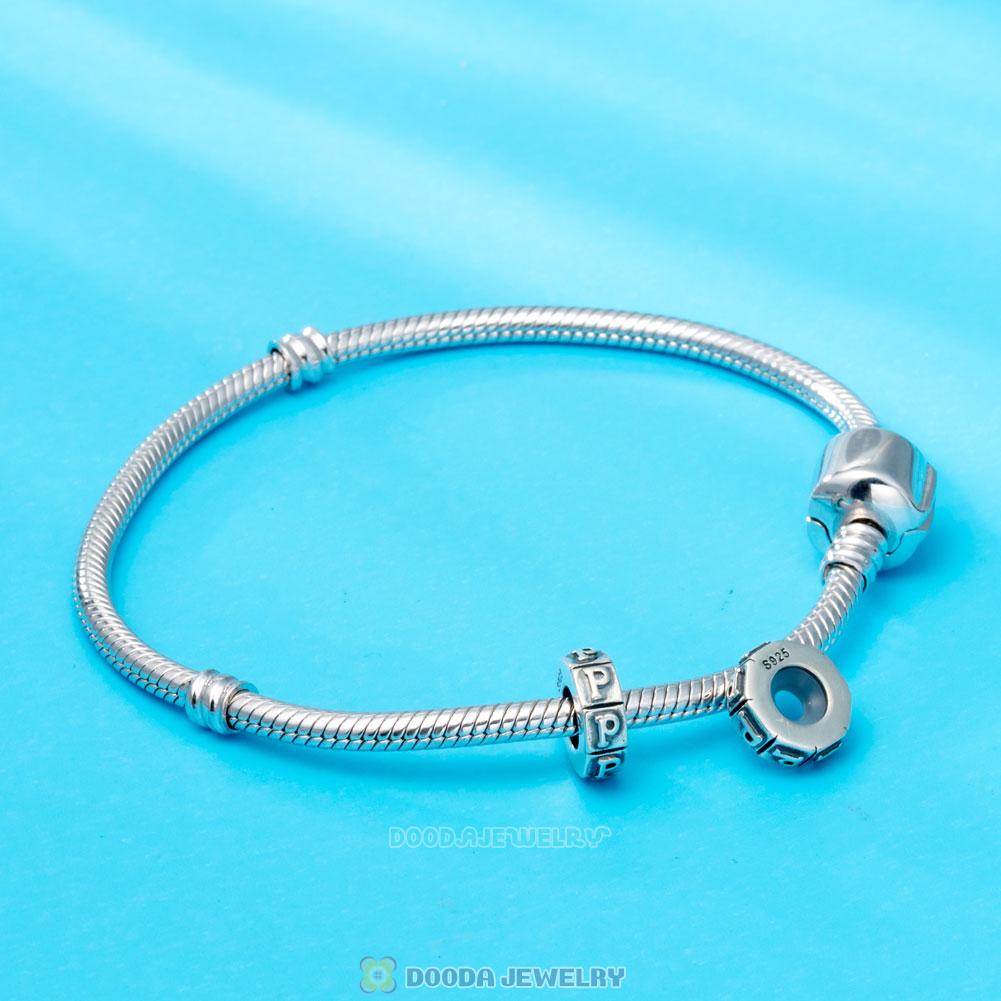 Alphabet Letter P 925 Sterling Silver Rubber Stopper Beads 