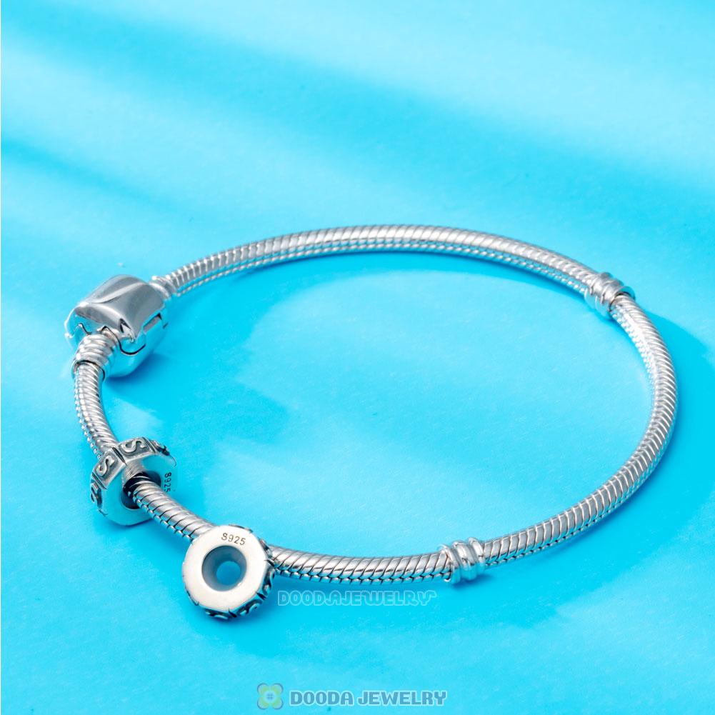 Alphabet Letter S 925 Sterling Silver Rubber Stopper Beads 