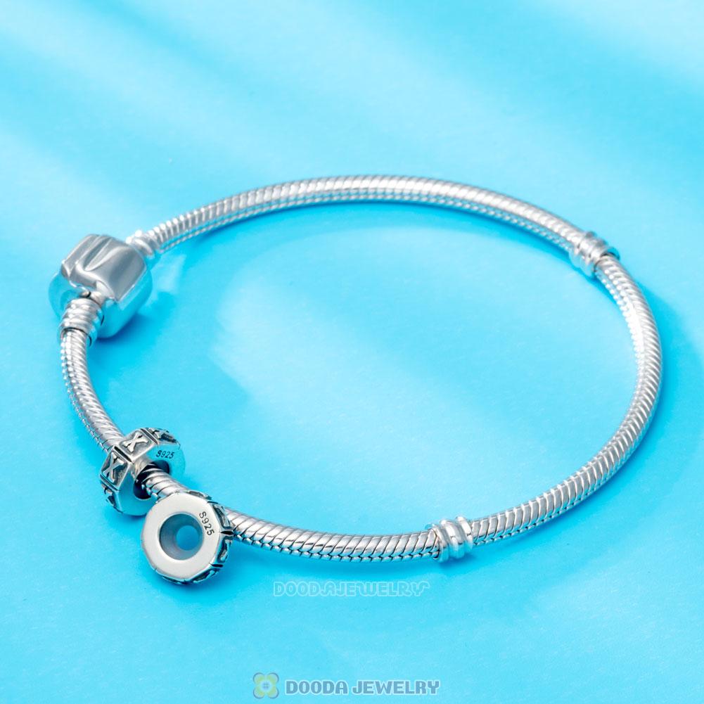 Alphabet Letter X 925 Sterling Silver Rubber Stopper Beads 