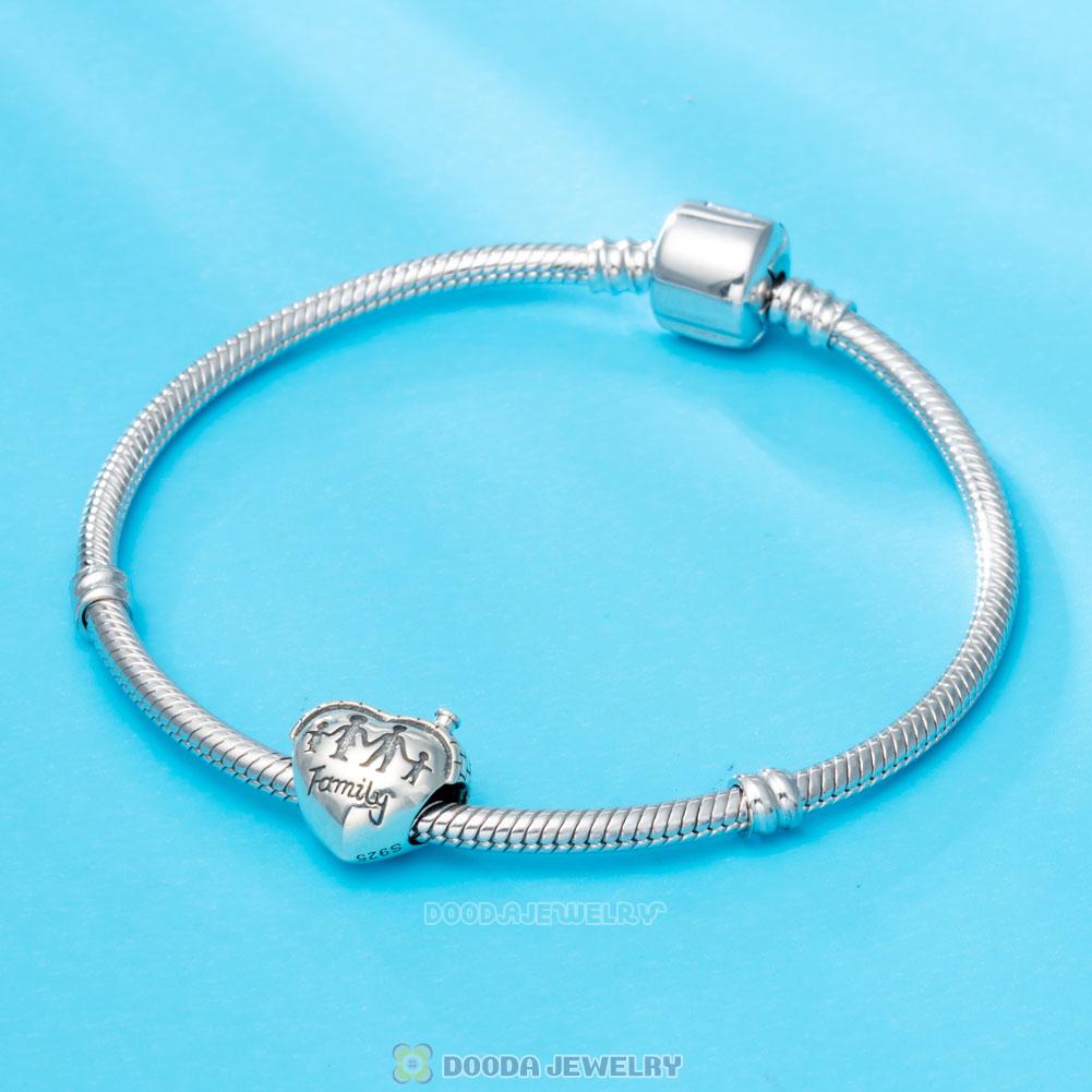 925 Sterling Silver Family House Heart Charm
