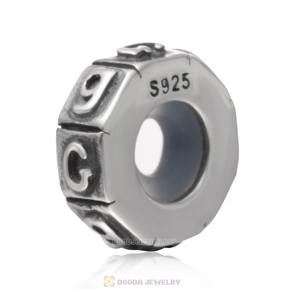 Alphabet Letter G 925 Sterling Silver Rubber Stopper Beads 