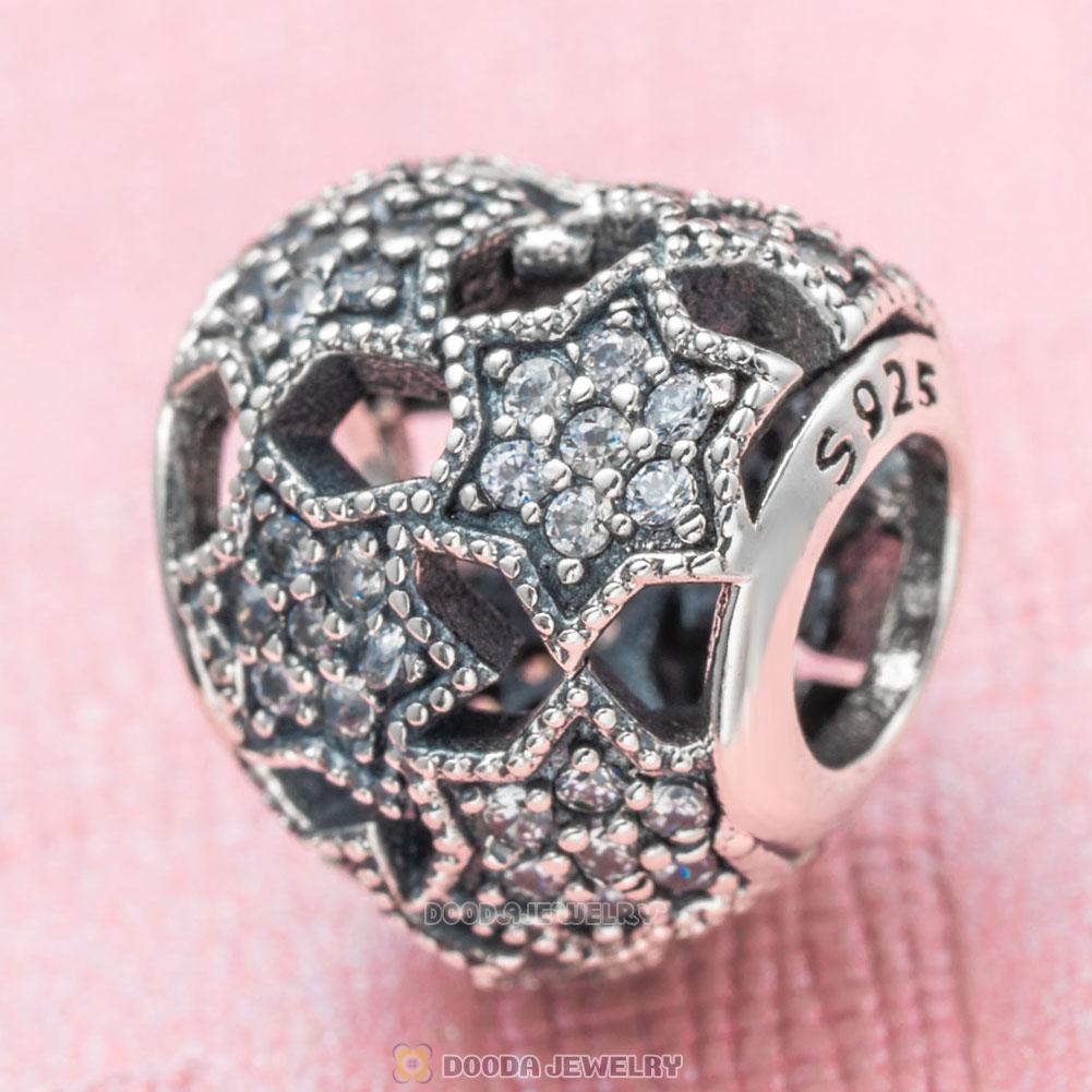 Starry Heart Charms with Clear CZ