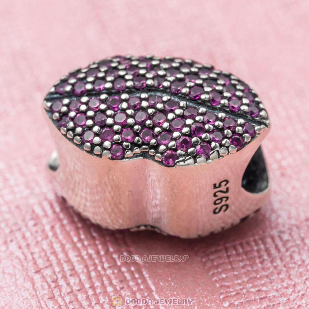 Kiss More Lips Charm with Pave Cubic Zirconia