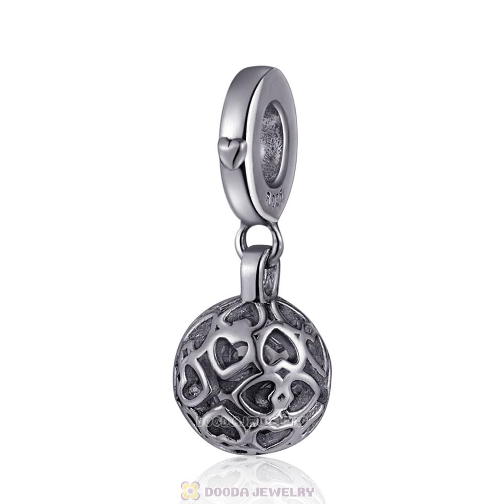 Harmonious Hearts Hanging Charm in 925 Sterling Silver