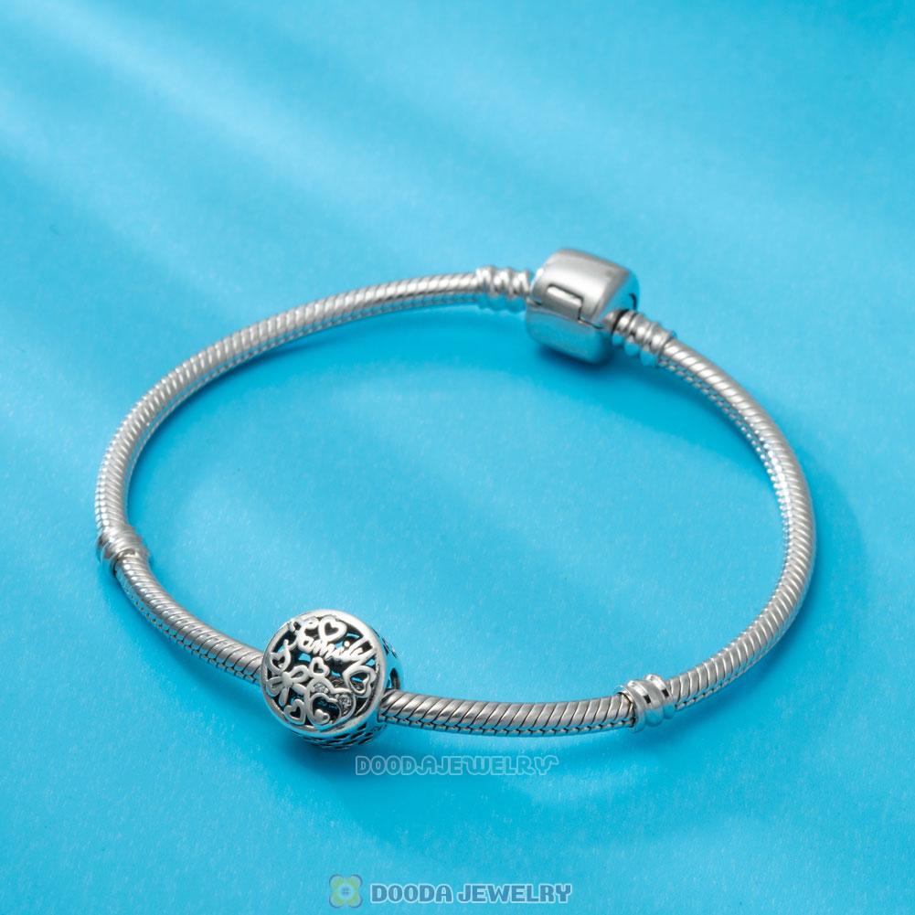 Family Tribute Charm in 925 Sterling Silver with White Zircon