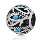 Openwork Evil Eye Charm Bead with Light Blue Zircon