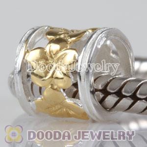 18K Gold Plated Flower Charm European Style Silver Beads