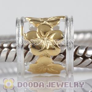 18K Gold Plated Flower Charm European Style Silver Beads