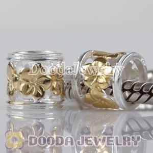 18K Gold Plated Flower Charm European Style Silver Beads