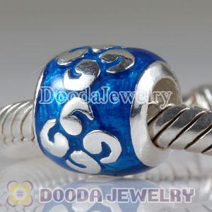 925 Sterling Silver European Style Zen Enamel Blue Bead