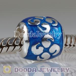 925 Sterling Silver European Style Zen Enamel Blue Bead