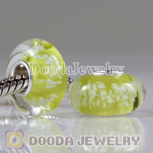 Environmental murano glass glow in the dark European charm beads with 925 silver core