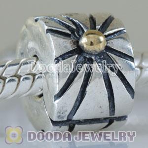925 Solid Silver Charm Jewelry Clip Beads with Gold Plated Dot