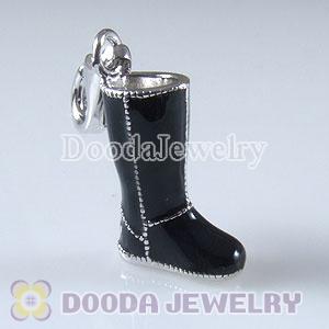 Sterling Silver Tscharm Jewelry Charms Enamel Black Boot