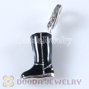 Sterling Silver Tscharm Jewelry Charms Enamel Black Boot