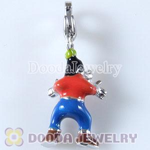 Sterling Silver Tscharm Jewelry Charms Enamel Goofy Dog