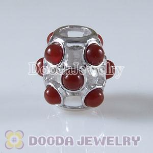 925 Sterling Silver Beads with Red Carnelian