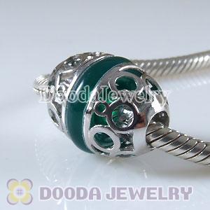 Sterling Silver European Style Beads with Green Carnelian