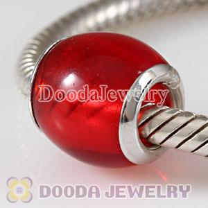 Red corundum beads with 925 silver core for European Bead Bracelets